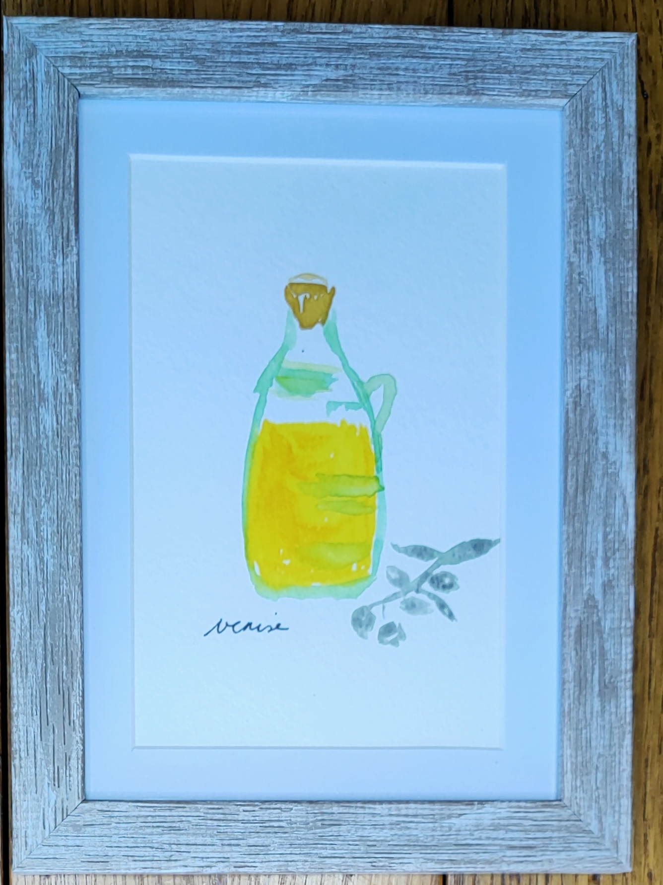 cadre aquarelle huile olive